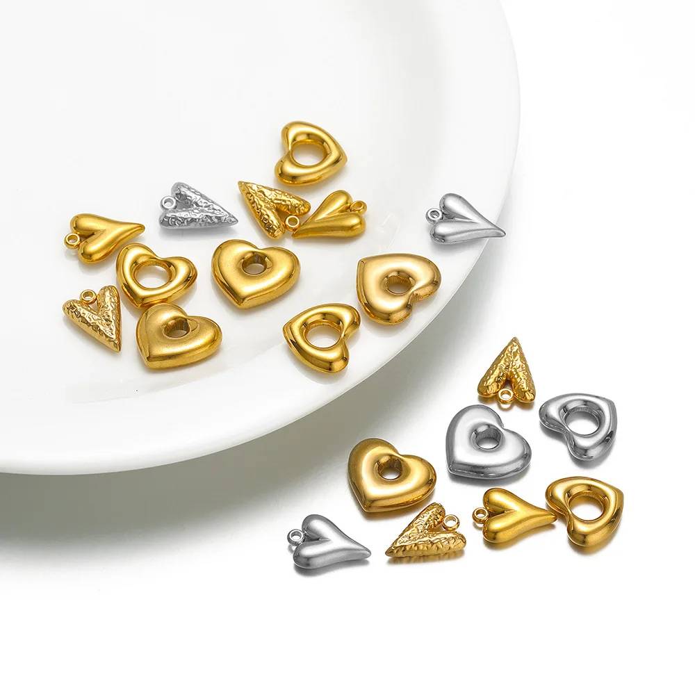 Colgante de corazón de acero inoxidable chapado en oro de 18 quilates e impermeable de Lonceen para collares