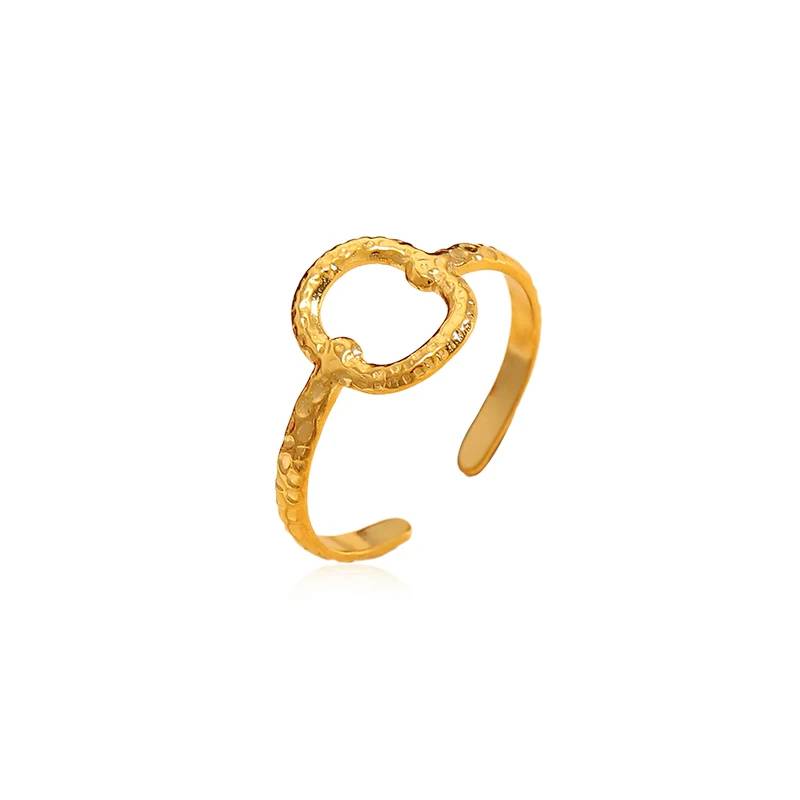 Pulsera rígida abierta hueca martillada chapada en oro de 18 quilates de Lonceen Jewelry