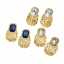 Pendientes cuadrados de estilo vintage con piedras preciosas - Acero inoxidable chapado en oro de 18 quilates thumbnail 1