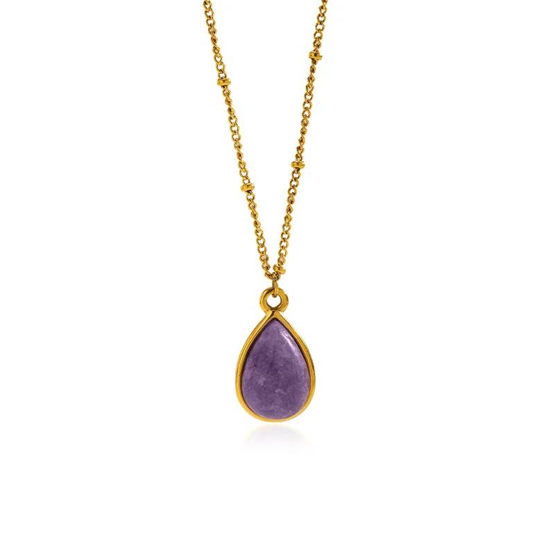 Collar con colgante de gota de agua de piedra natural vintage 2026 para mujer