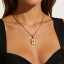 Lonceen 18K Gold Plated Stainless Steel Star Square Pendant Necklace with Delicate Twisted Singapore Chain thumbnail 1