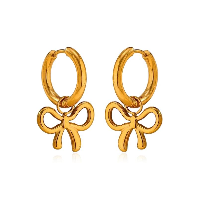 Pendientes colgantes de acero inoxidable chapados en oro de 18 quilates de alta calidad y resistentes al deslustre para mujer.