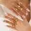 Lonceen Jewelry Premium 18K PVD Gold Plated Irregular Zircon Ring Set - Tarnish-Free Stainless Steel Fashion Rings for Women thumbnail 3