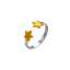 Lonceen Two Tone Star Open Ring 18K PVD Plated 316L Stainless Steel Waterproof Adjustable Finger Ring for Women thumbnail 1