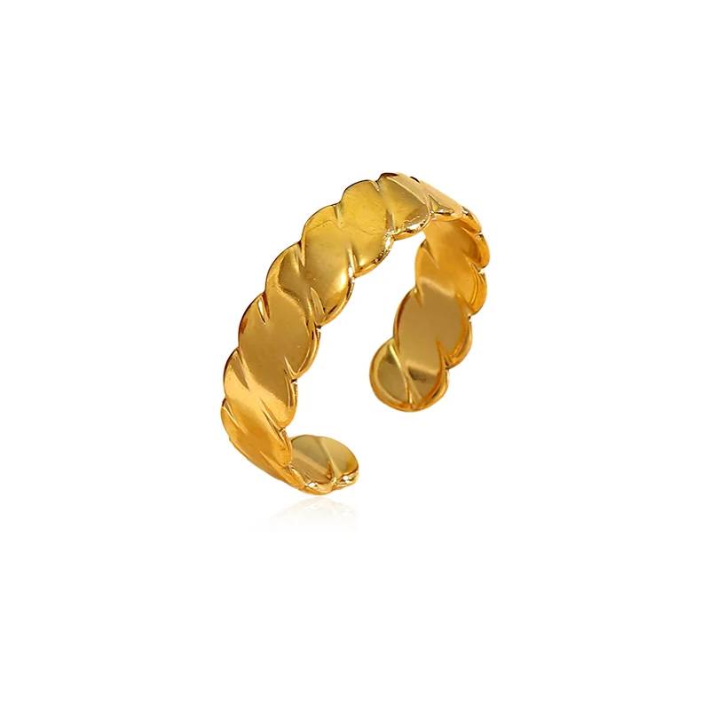 Anillo minimalista abierto Lonceen 2026, nuevo modelo, chapado en oro de 18 quilates, acero inoxidable.