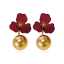 Lonceen Jewelry Elegant 18K Gold Plated Stainless Steel Resin Flower Ball Stud Earrings for Women thumbnail 1