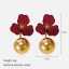 Lonceen Jewelry Elegant 18K Gold Plated Stainless Steel Resin Flower Ball Stud Earrings for Women thumbnail 3