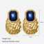 Pendientes cuadrados de estilo vintage con piedras preciosas - Acero inoxidable chapado en oro de 18 quilates thumbnail 2