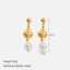 Pendientes colgantes minimalistas de perlas redondas de Lonceen, de acero inoxidable chapado en oro de 18 quilates. thumbnail 2