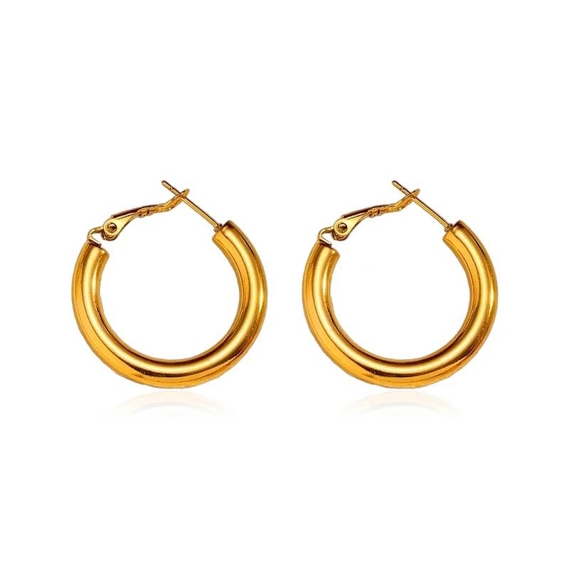 Pendientes de aro minimalistas y aerodinámicos chapados en oro de 18 quilates personalizables para mujer - Joyería hipoalergénica e impermeable de acero inoxidable
