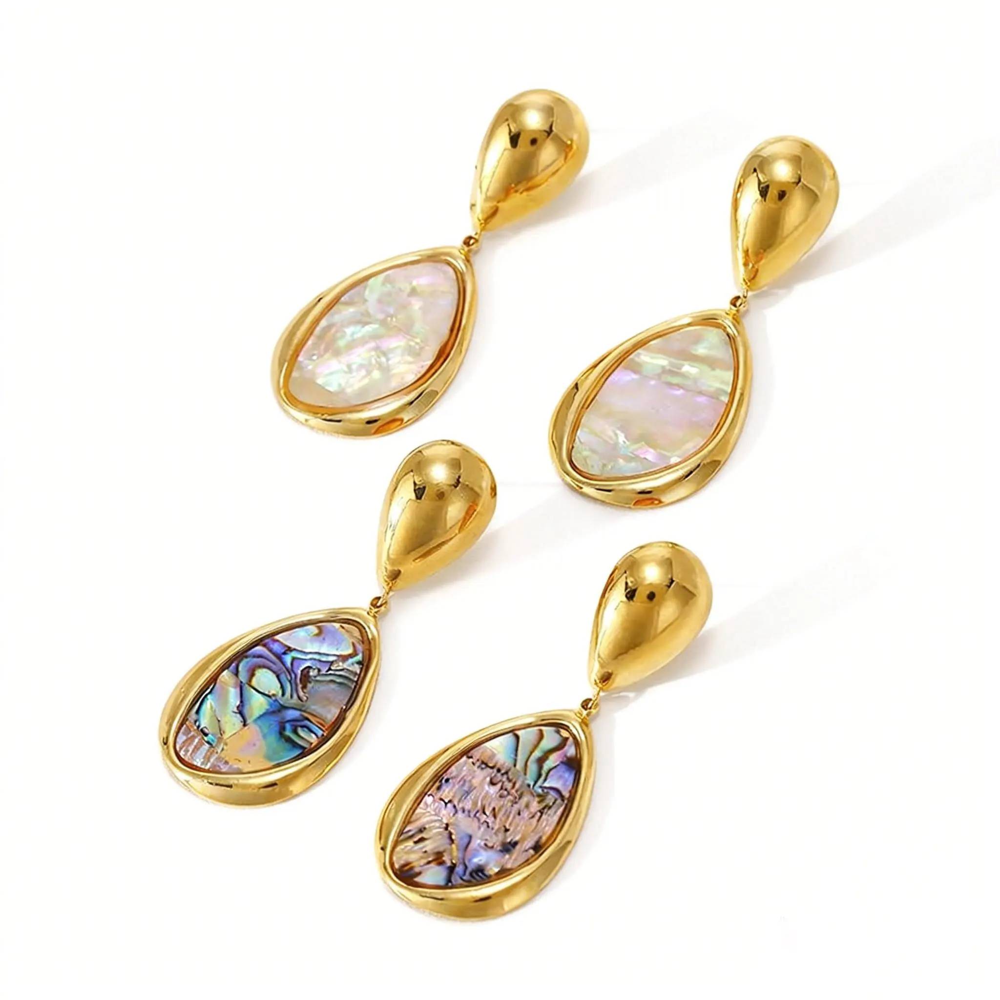 Lonceen Pendientes colgantes ovalados vintage personalizados – Acero inoxidable chapado en oro de 18 quilates resistente al agua, sin deslustre, joyería hipoalergénica para mujer