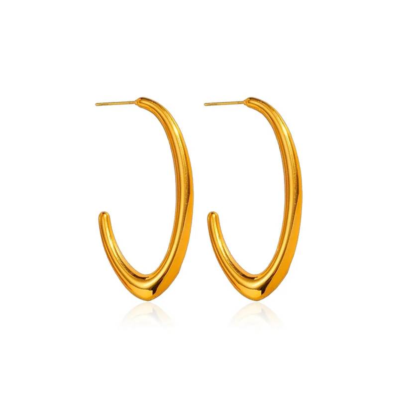 Pendientes de aro modernos y minimalistas de Lonceen, chapados en oro de 18 quilates y fabricados en acero inoxidable resistente al deslustre.