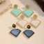 Unique Vintage Enamel Diamond Shaped Drop Earrings for Women - 18K Gold Plated Stainless Steel thumbnail 3