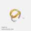 Lonceen Wholesale Tarnish-Free Two-Tone Hollow Oval Adjustable Open Ring Stainless Steel 18K Gold Plated thumbnail 2